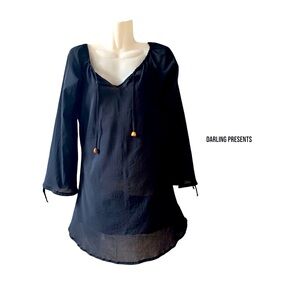Agua Doce Brazilian Beach Coverup Women Color Black Size S